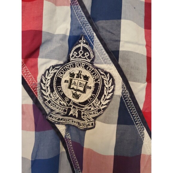 Parish Nation Shirt Y2K Mens L Check Embroidered Patchwork Hip Hop Streetwear - Picture 8 of 16